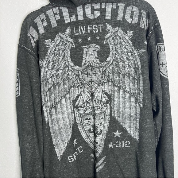 Affliction Vintage Reversible Jacket Sweater Men’s XL Rare Full Zip Up C1 - Picture 7 of 11